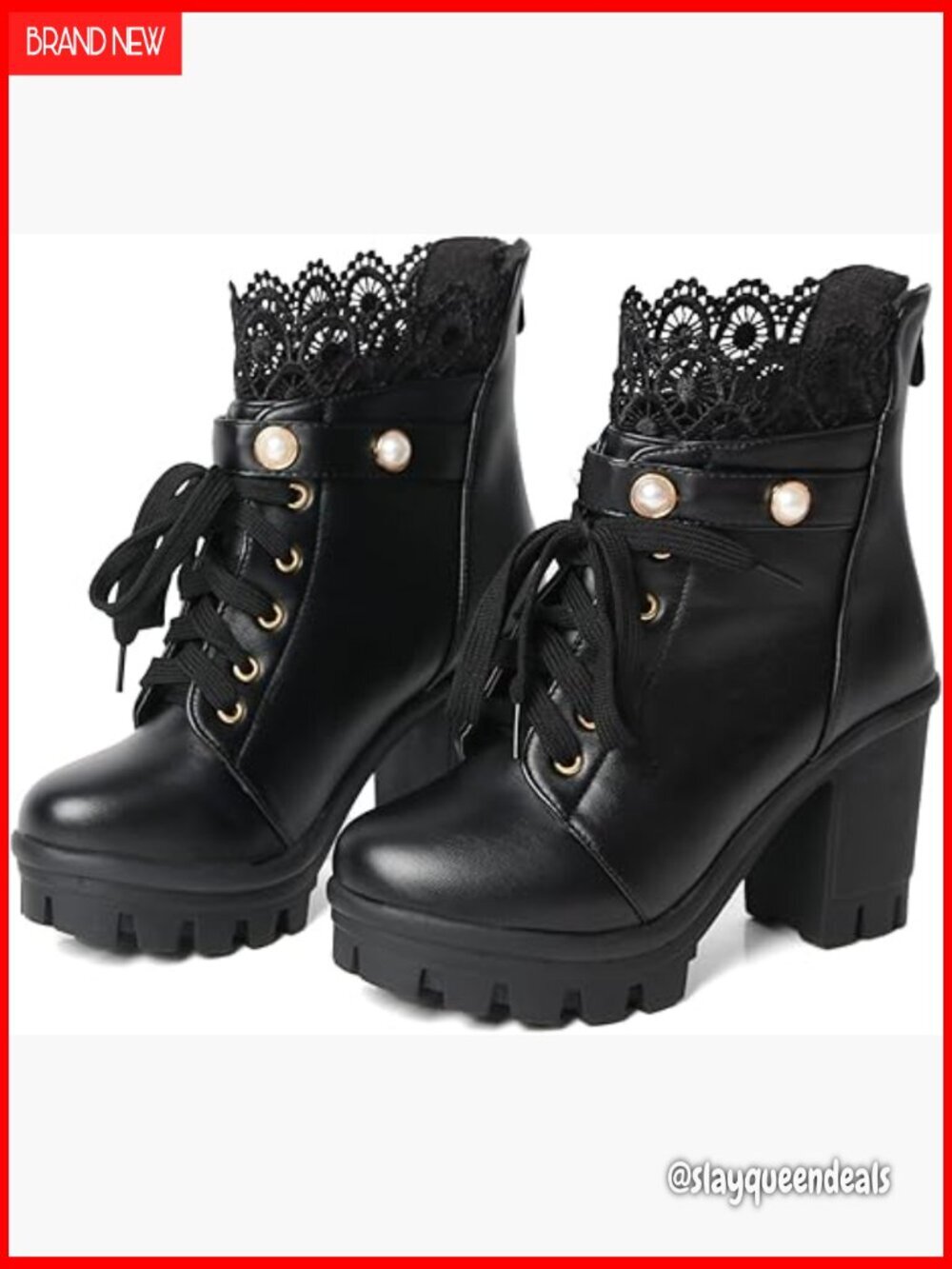 Platform Combat Boots Ankle Booties Chunky Heel Gothic Punk Lace Up